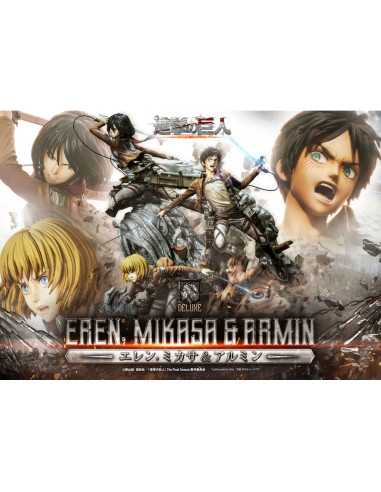 Eren, Mikasa, & Armin Deluxe Bonus Version szobor - Attack on Titan - Ultimate Premium Masterline